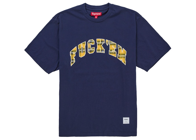 Supreme Fuck Em Plaid S/S Top Navy Men's - SS26 - US