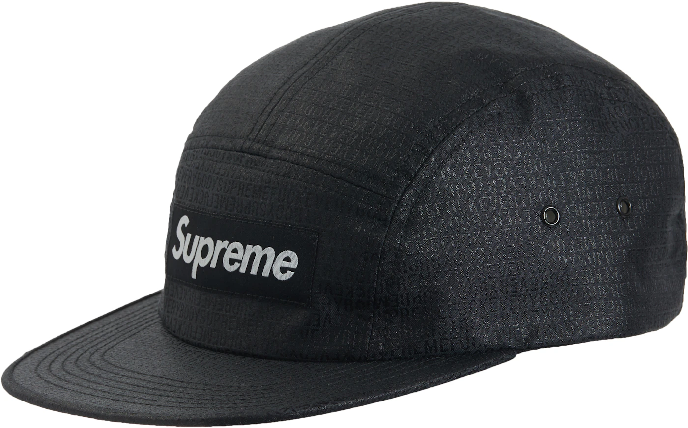 Supreme Logo Stripe Jacquard Denim Camp cap Black