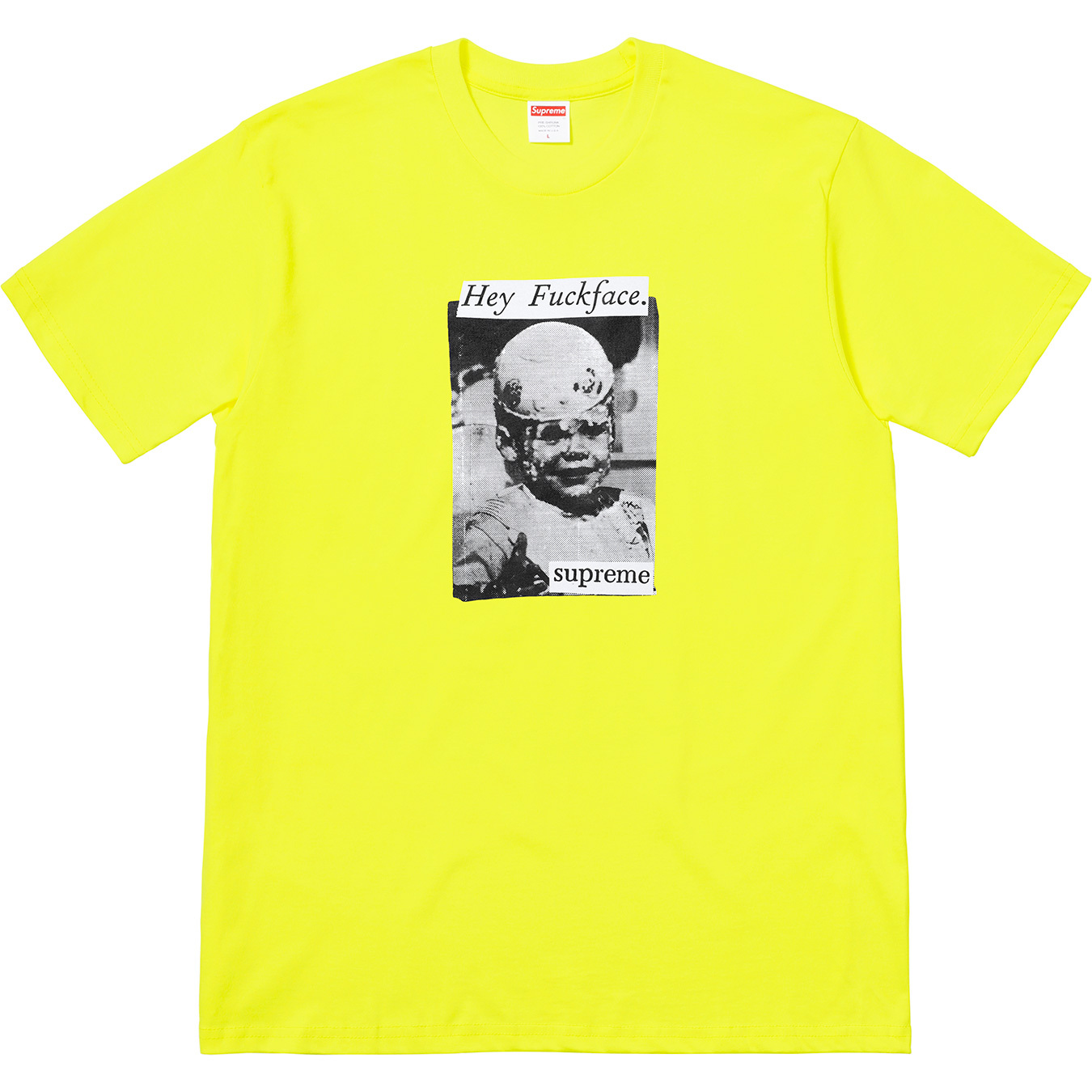 Supreme Fuck Face Tee Bright Yellow Men's - SS18 - US