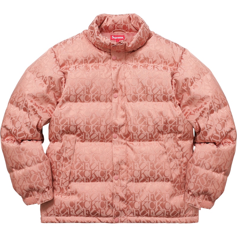 Supreme Fuck Jacquard Puffy Jacket Pink - FW17 - US