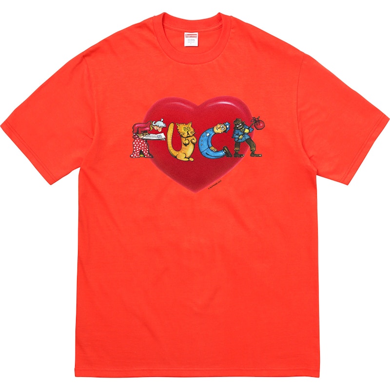 Supreme Fuck Love Tee Bright Orange - FW17 Men's - US