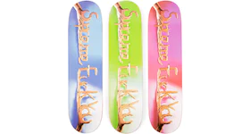 Supreme Fuck You Skateboard Deck Blue/Green/Pink Set