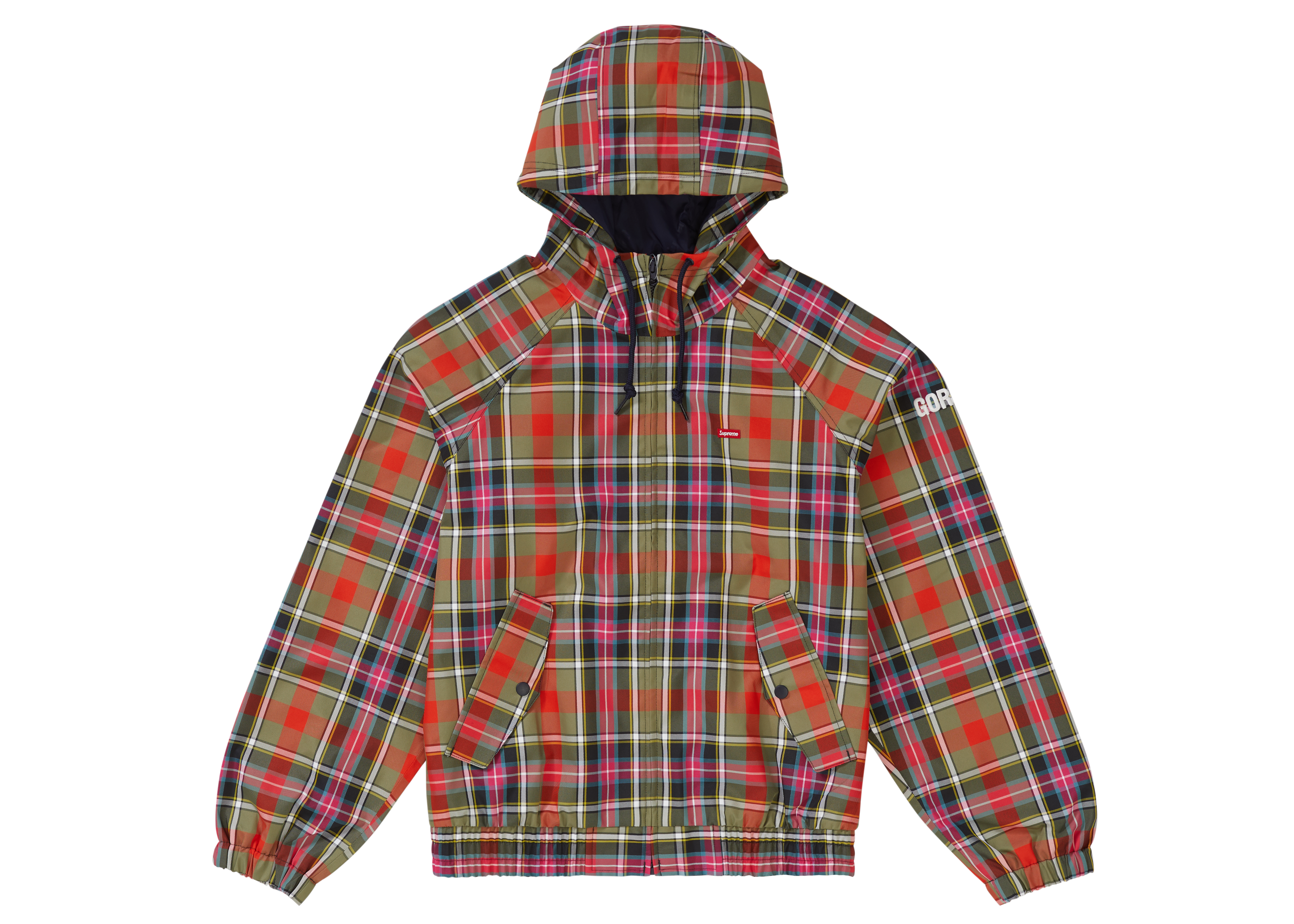 Supreme GORE-TEX Hooded Harrington Jacket Olive Plaid Men's - SS19
