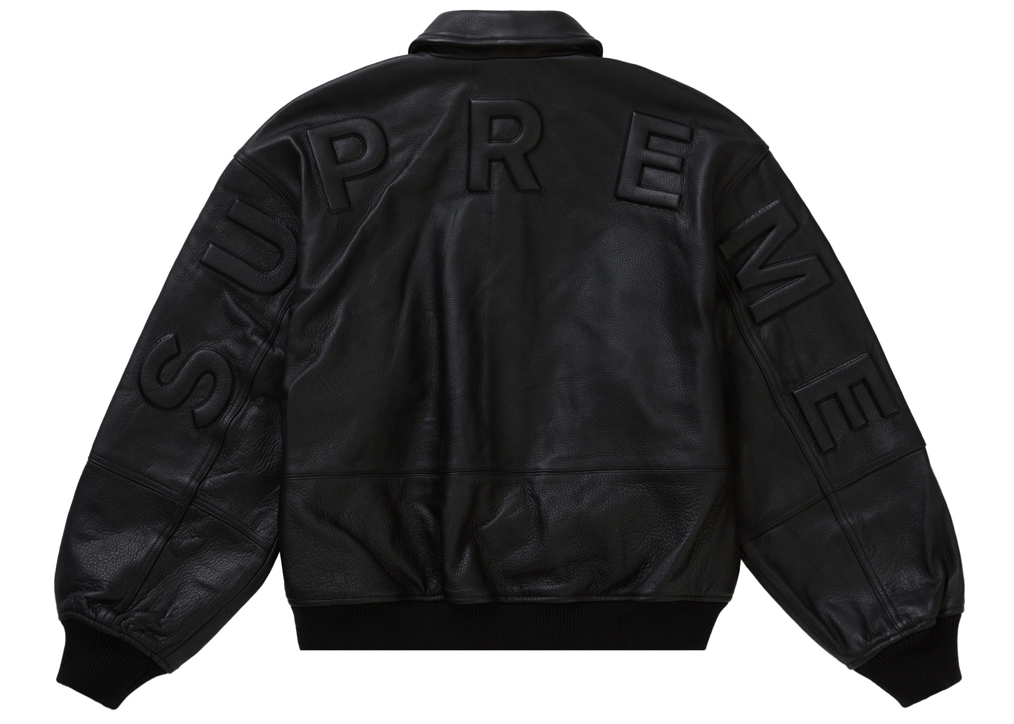 Supreme GORE-TEX Infinium WINDSTOPPER Leather Varsity Jacket Black 