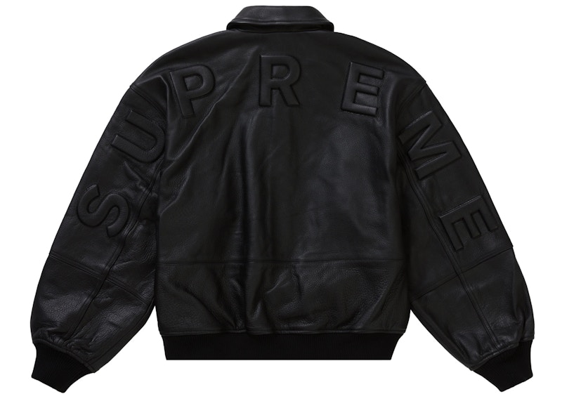 Supreme GORE-TEX Infinium WINDSTOPPER Leather Varsity Jacket Black ...