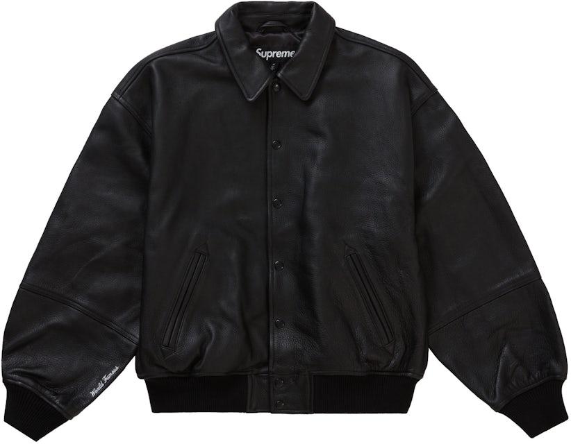 Buy Supreme GORE-TEX Infinium WINDSTOPPER Leather Varsity Jacket