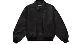 Supreme GORE-TEX Infinium WINDSTOPPER Leather Varsity Jacket Black