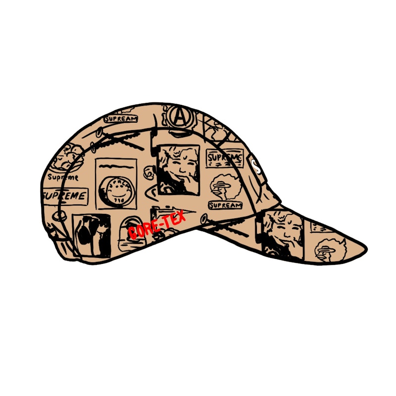 Pre-owned Supreme Goretex Long Bill Camp Cap (ss21) In Tan Stickers