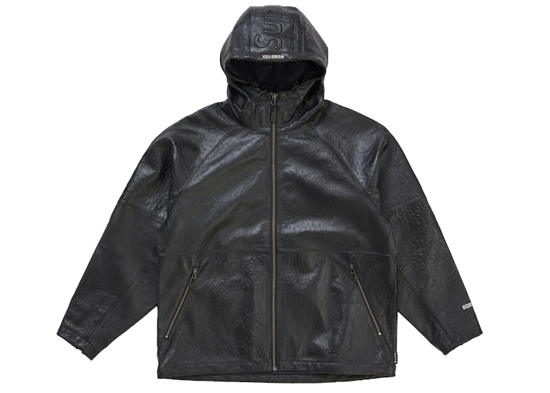 Supreme GORE-TEX Ostrich Embosssed Leather Jacket Black Men's