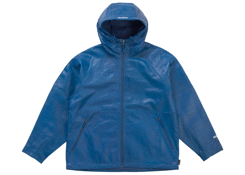 Supreme GORE-TEX Ostrich Embosssed Leather Jacket Blue Men's