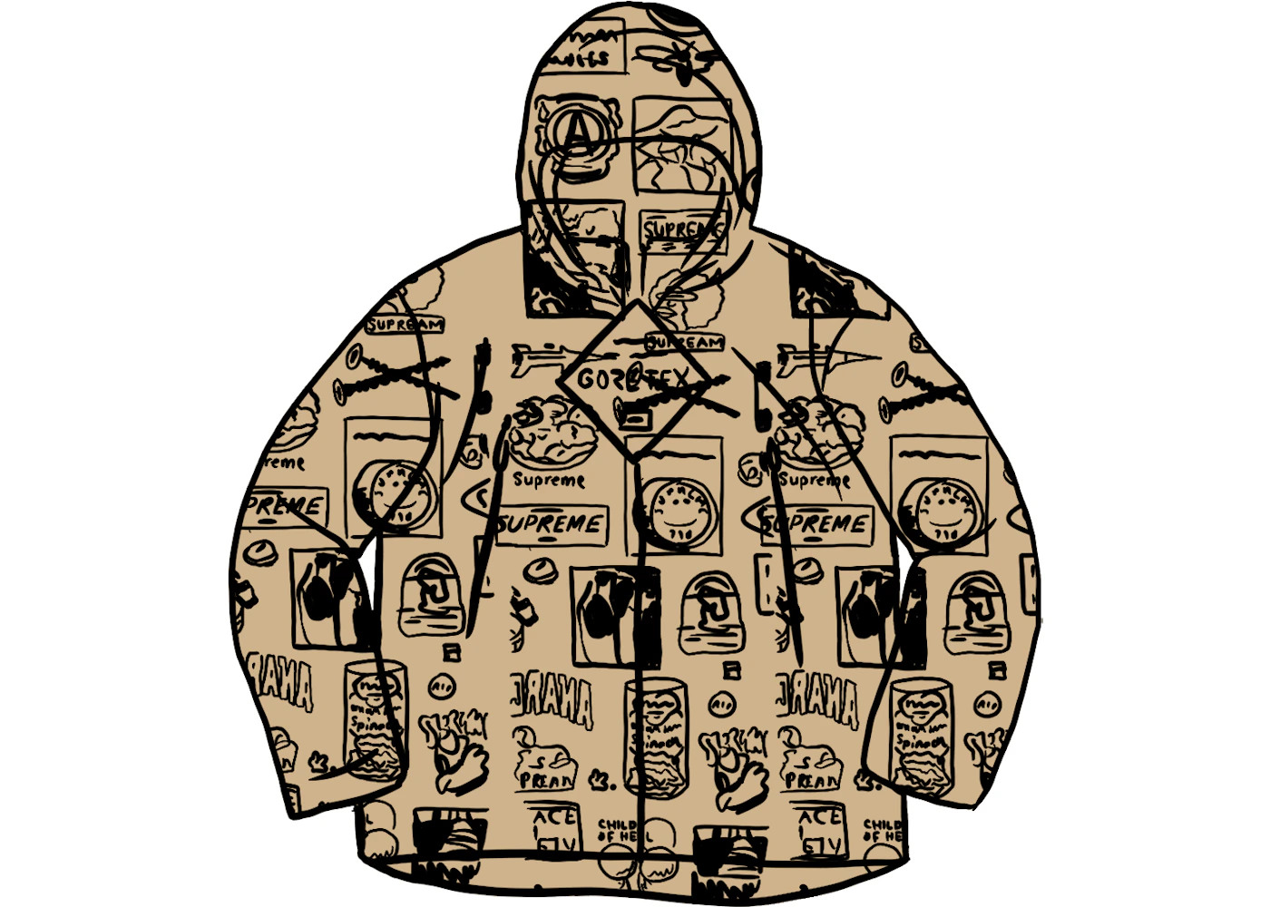 Supreme GORE-TEX Stickers Shell Jacket (SS21) Tan