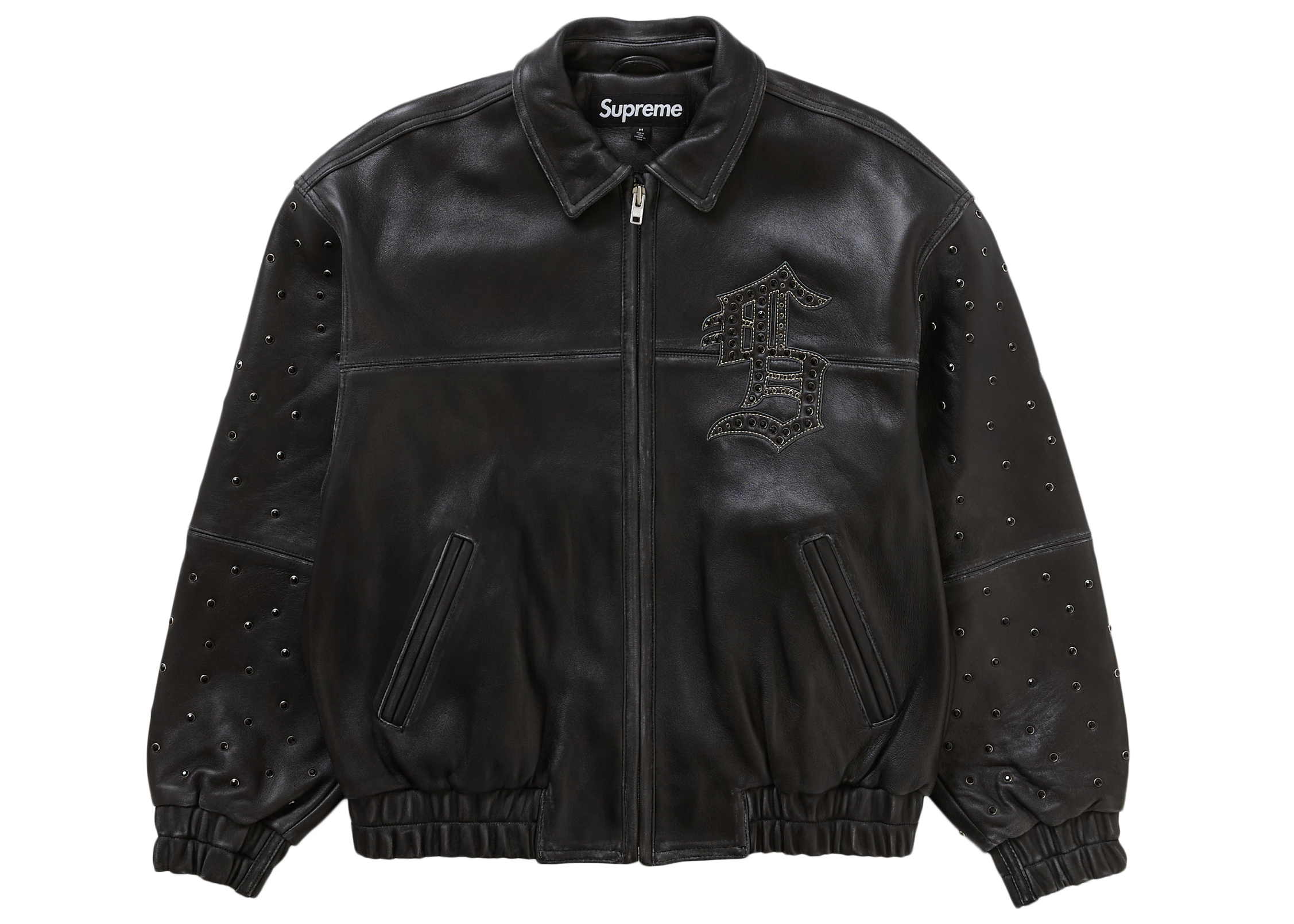 Supreme Gem Studded Leather Jacket Black メンズ - SS24 - JP