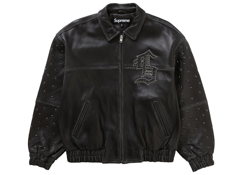 Supreme Gem Studded Leather Jacket Black