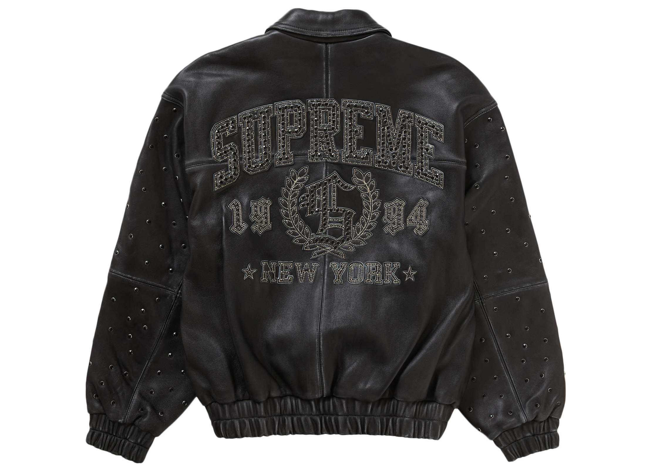 Supreme Gem Studded Leather Jacket Brown Men's - SS24 - US