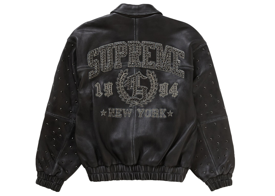 Pre-owned Supreme Gem Studded Leather Jacket Black