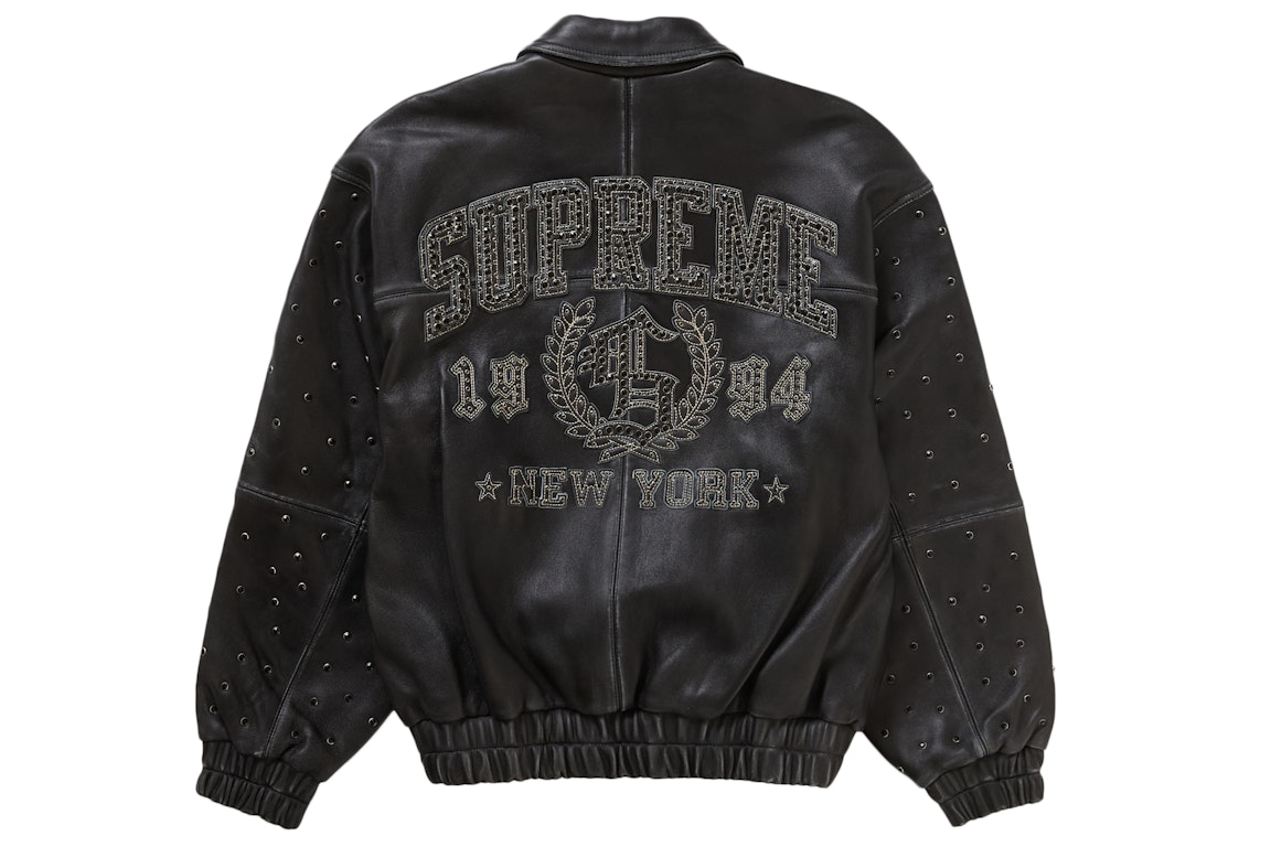 Pre-owned Supreme Gem Studded Leather Jacket Black
