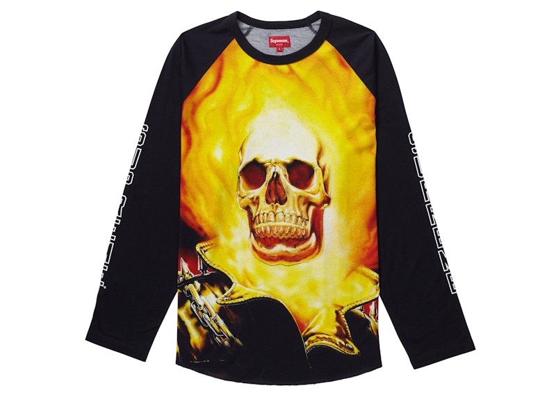 M 送料込 ghost rider raglan supreme black 黒メンズ