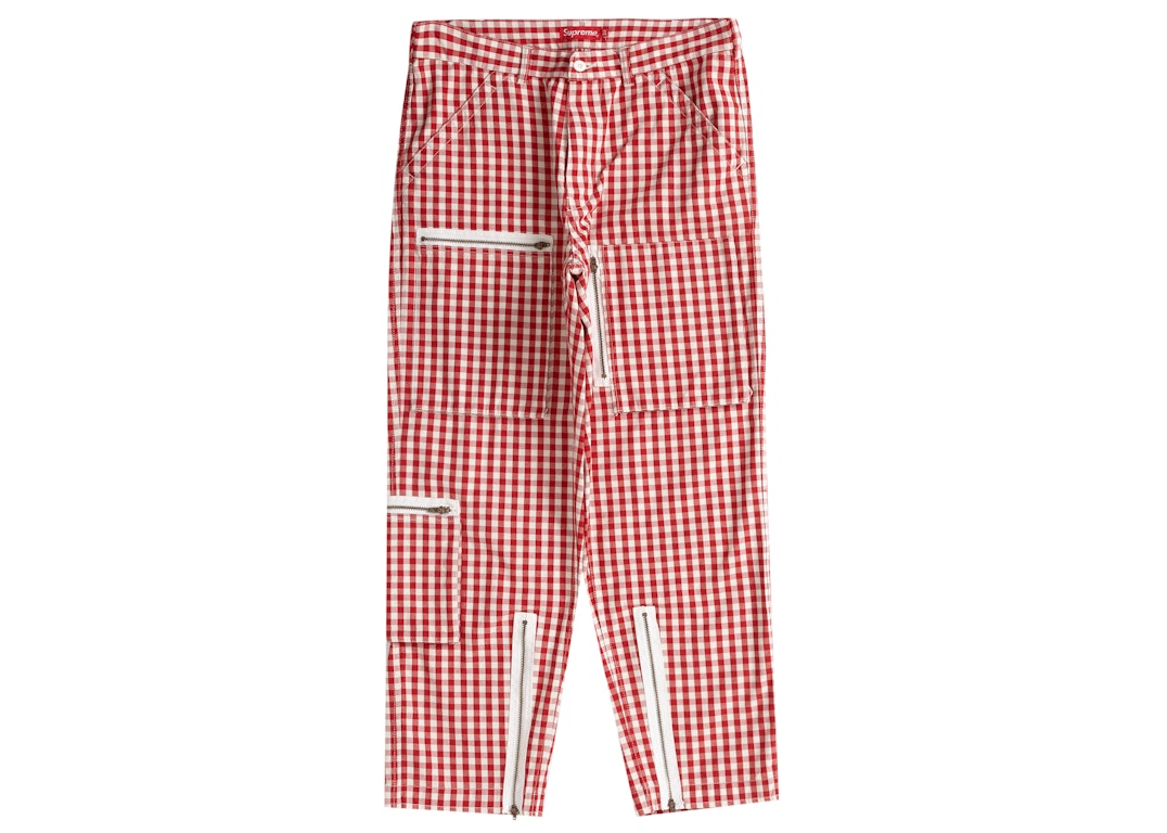 Pre-owned Supreme Gingham Flight Pant Red