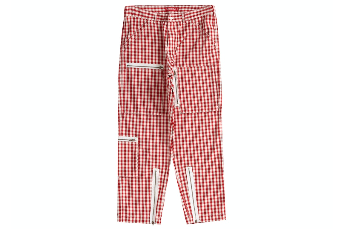 Pre-owned Supreme Gingham Flight Pant Red