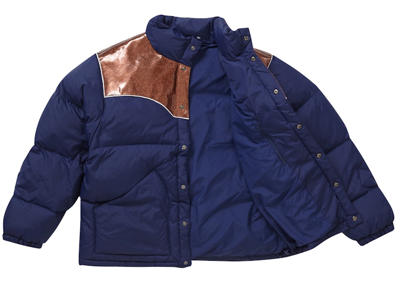 Supreme Glitter Yoke Down Puffer Jacket Navy Men's - FW22 - US