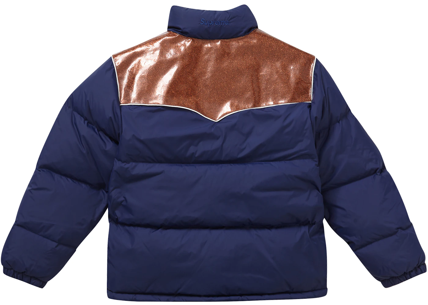 Supreme Glitter Yoke Down Puffer Jacket Navy Men's - FW22 - US