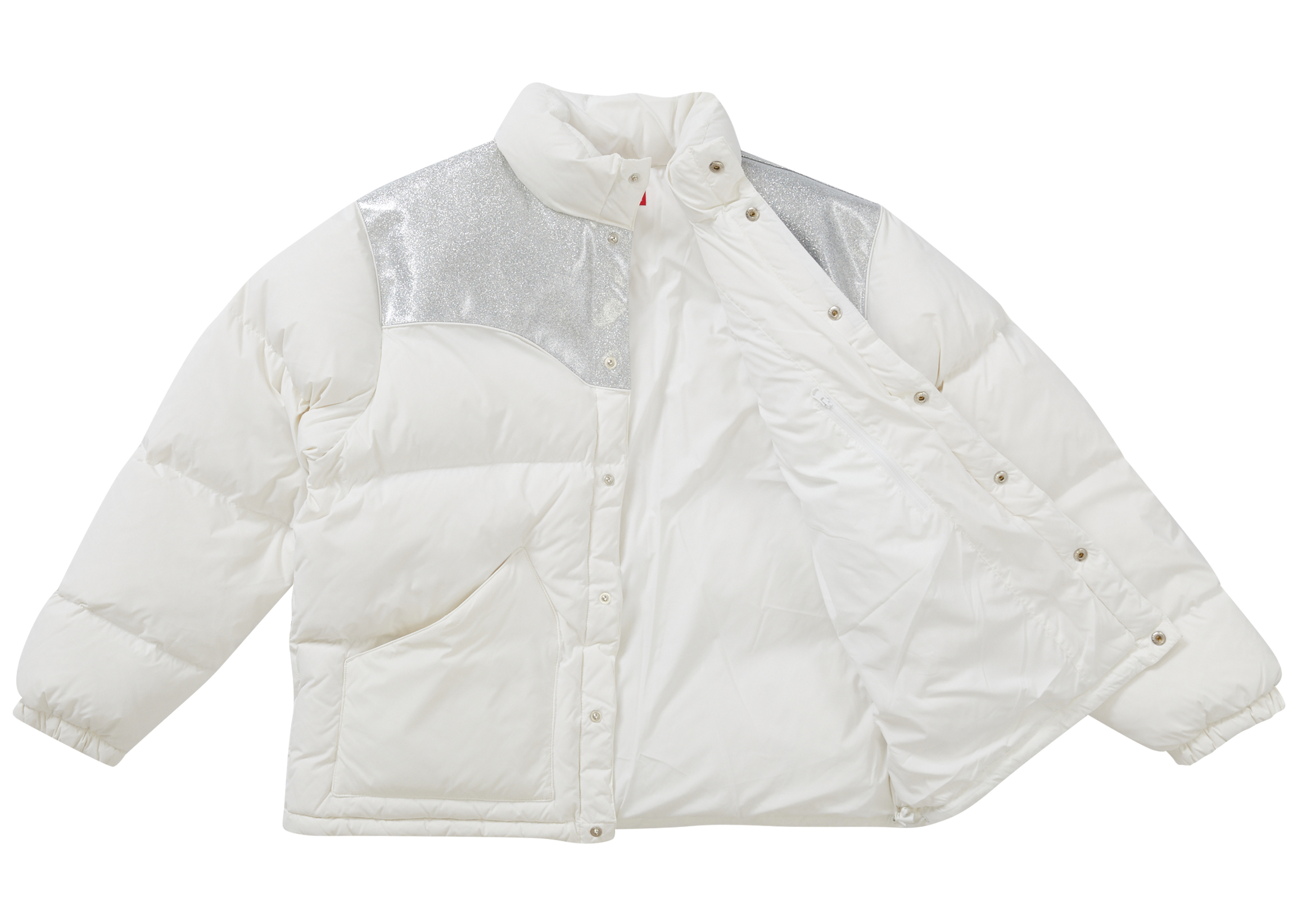 Supreme Glitter Yoke Down Puffer Jacket White Men's - FW22 - US