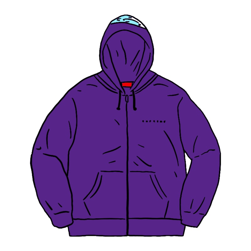 supreme world famous zip up hooded sweatshirt violet