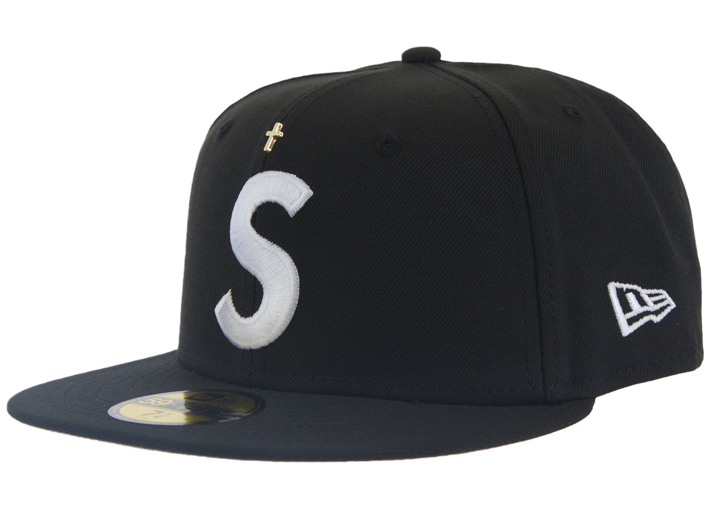 Supreme Gold Cross S Logo New Era Fitted Hat Black