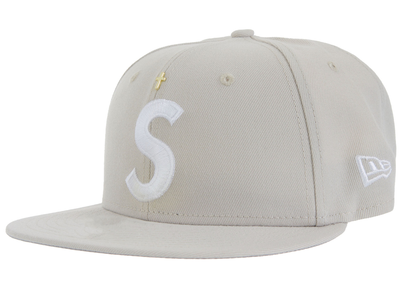Supreme Gold Cross S Logo New Era Fitted Hat Stone - SS24 - JP