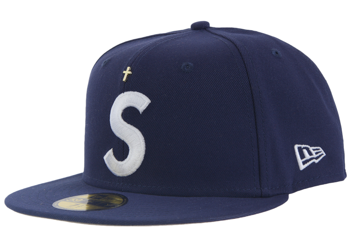 Supreme Gold Cross S Logo New Era Fitted Hat Light Navy - SS24 