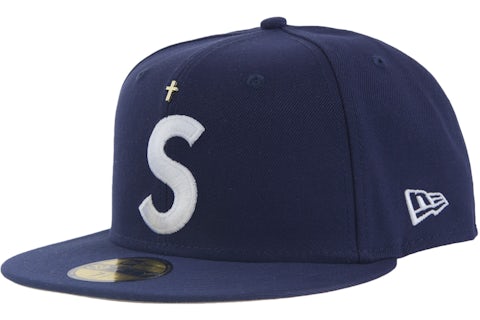 Supreme Gold Cross S Logo New Era Fitted Hat Light Navy SS24 US