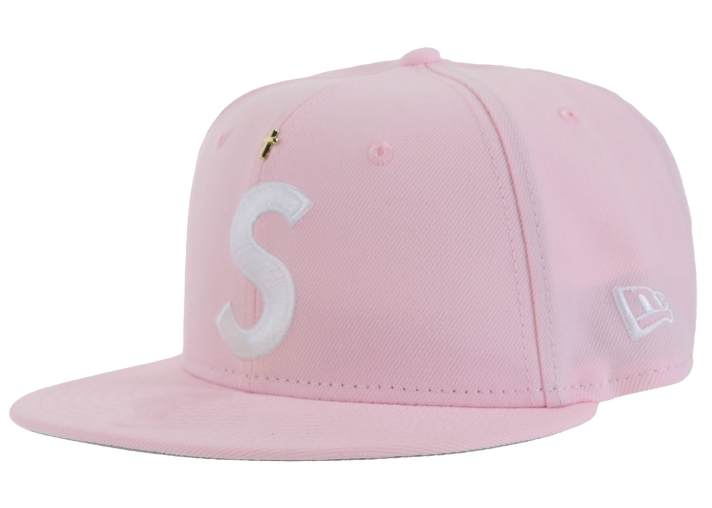 Supreme Gold Cross S Logo New Era Fitted Hat Pink