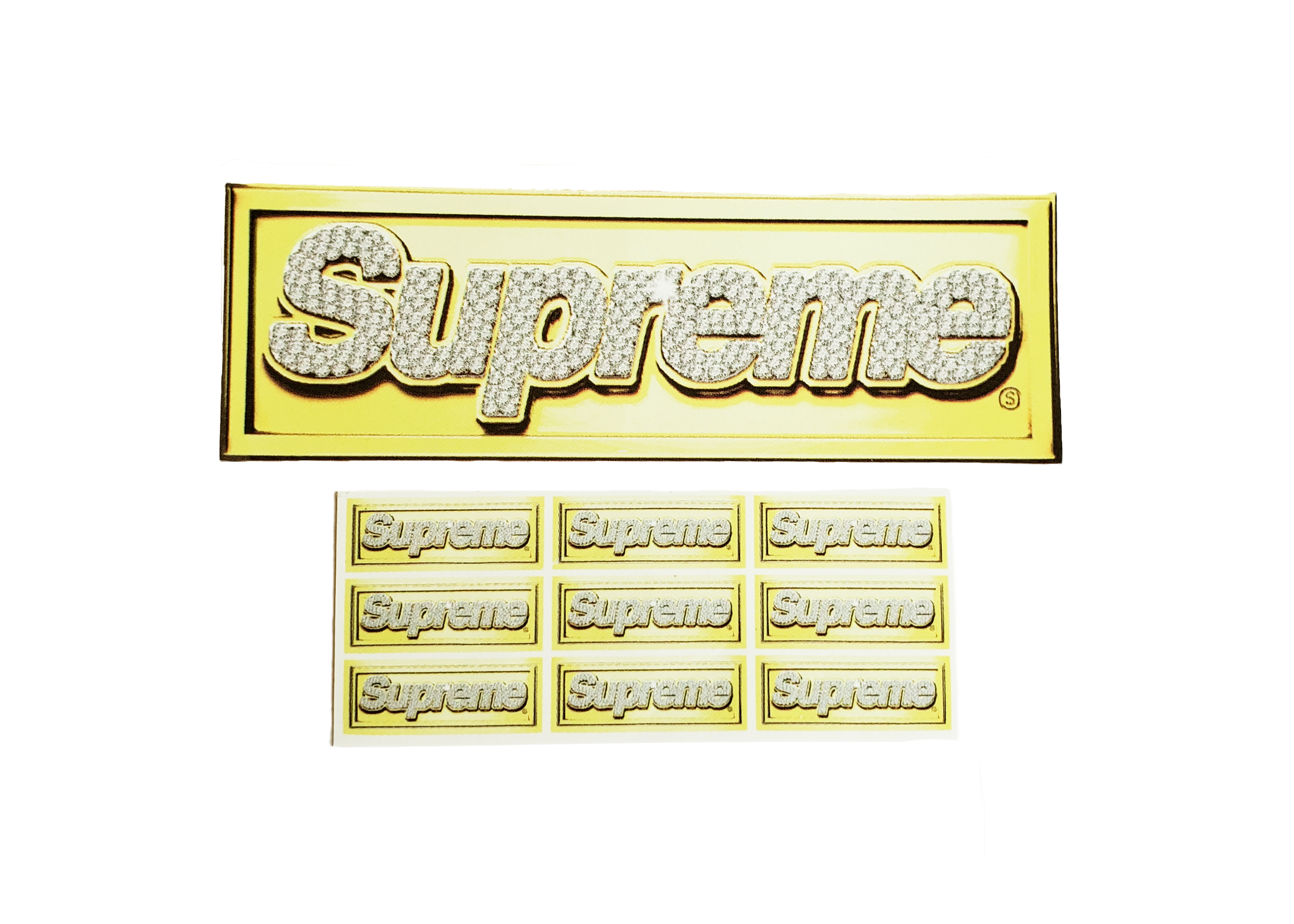 Supreme Gold Retro Bling Box Logo Sticker Set - SS13 - US