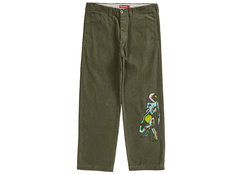 Supreme Gonz Corduroy Chino Pant Dusty Green Men's - FW21 - US