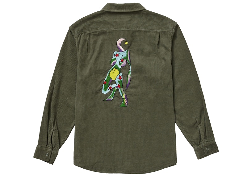 Supreme Gonz Corduroy Work Shirt Dusty Green Men's - FW21 - GB