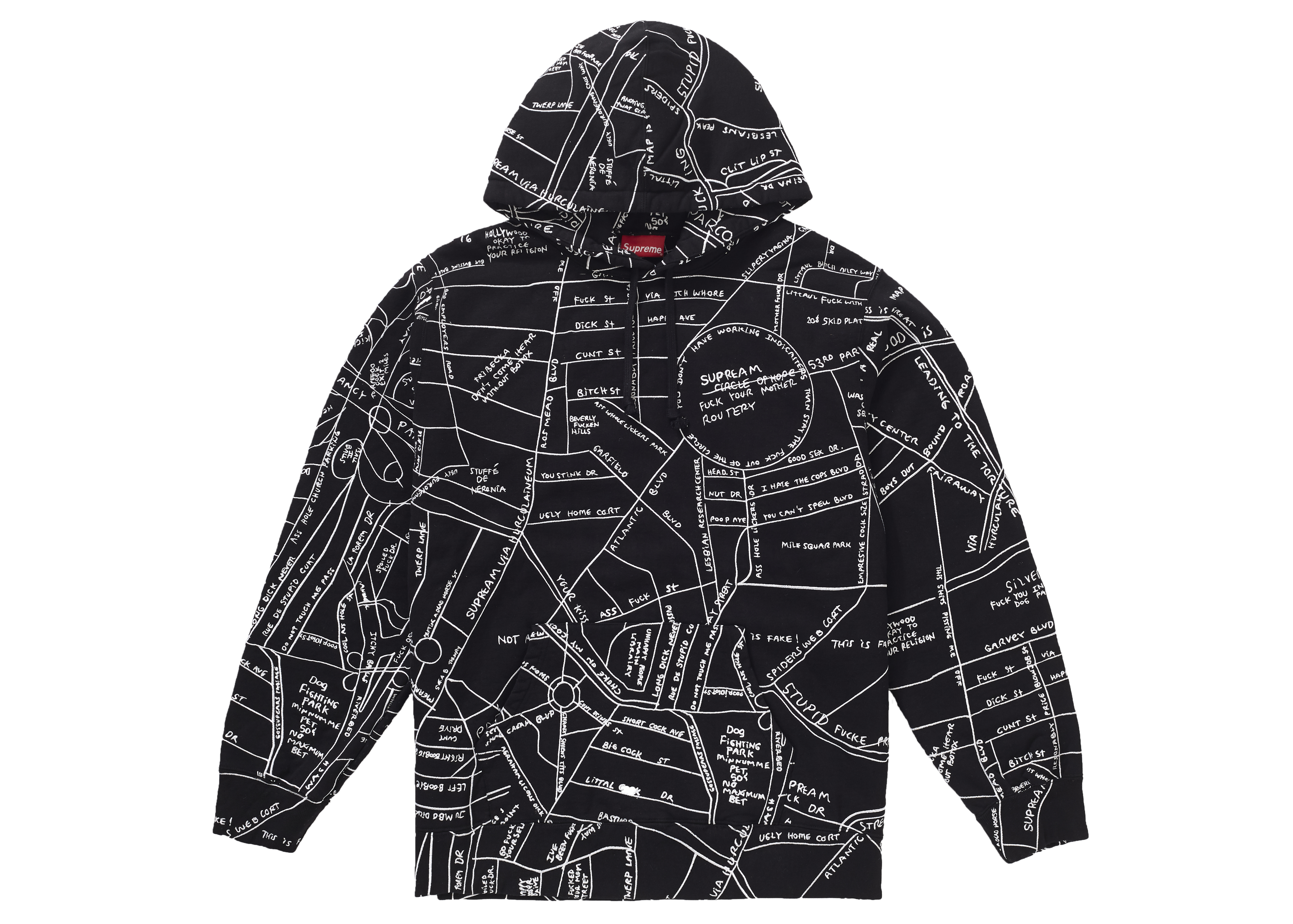 Supreme Gonz Embroidered Map Hooded Sweatshirt Black