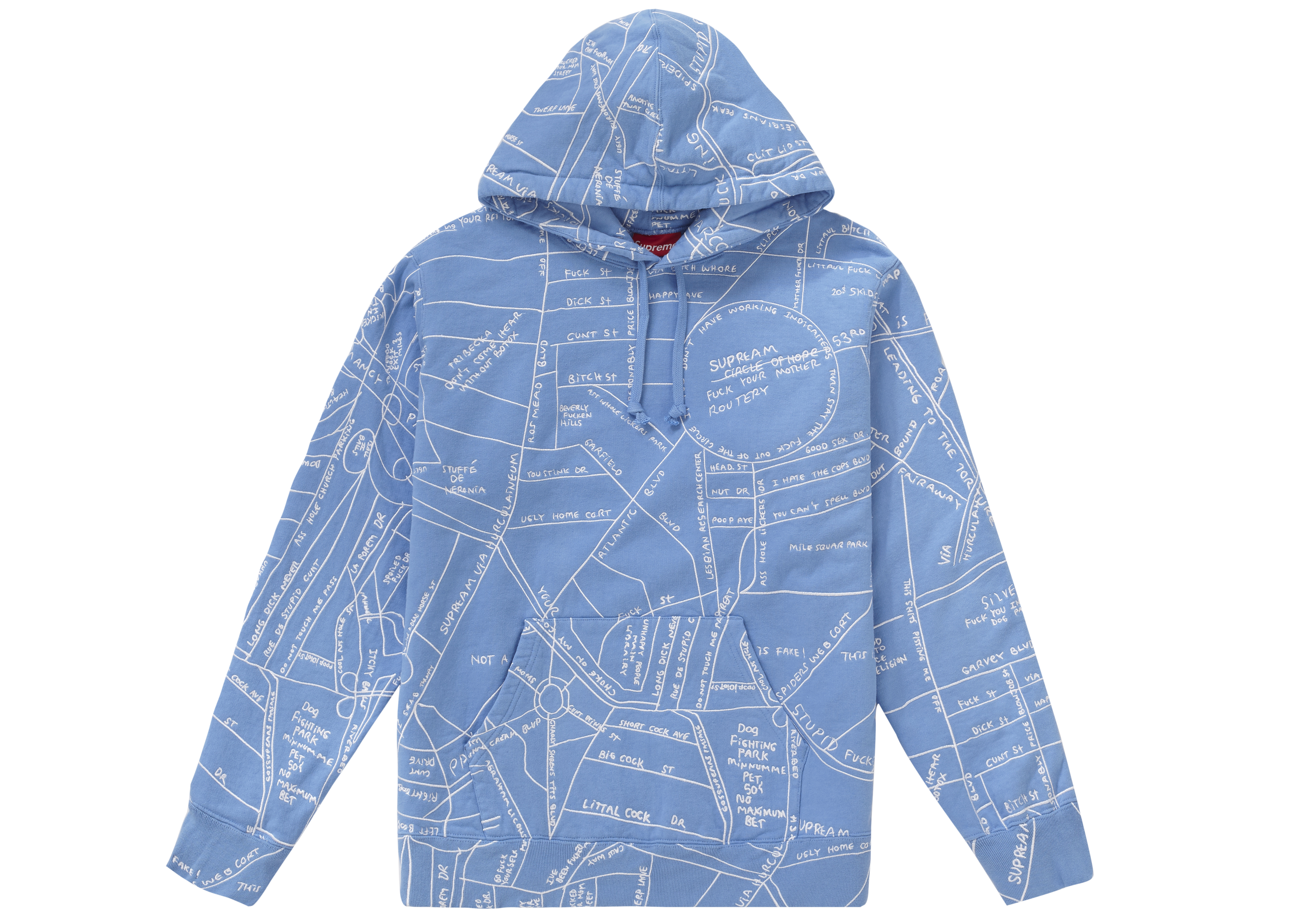 Supreme Gonz Embroidered Map Hooded Sweatshirt Columbia Blue