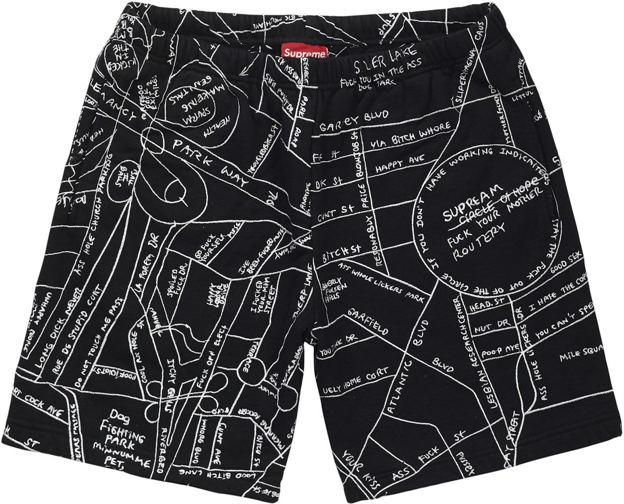 Supreme Gonz Embroidered Map Sweatshort Black - SS19