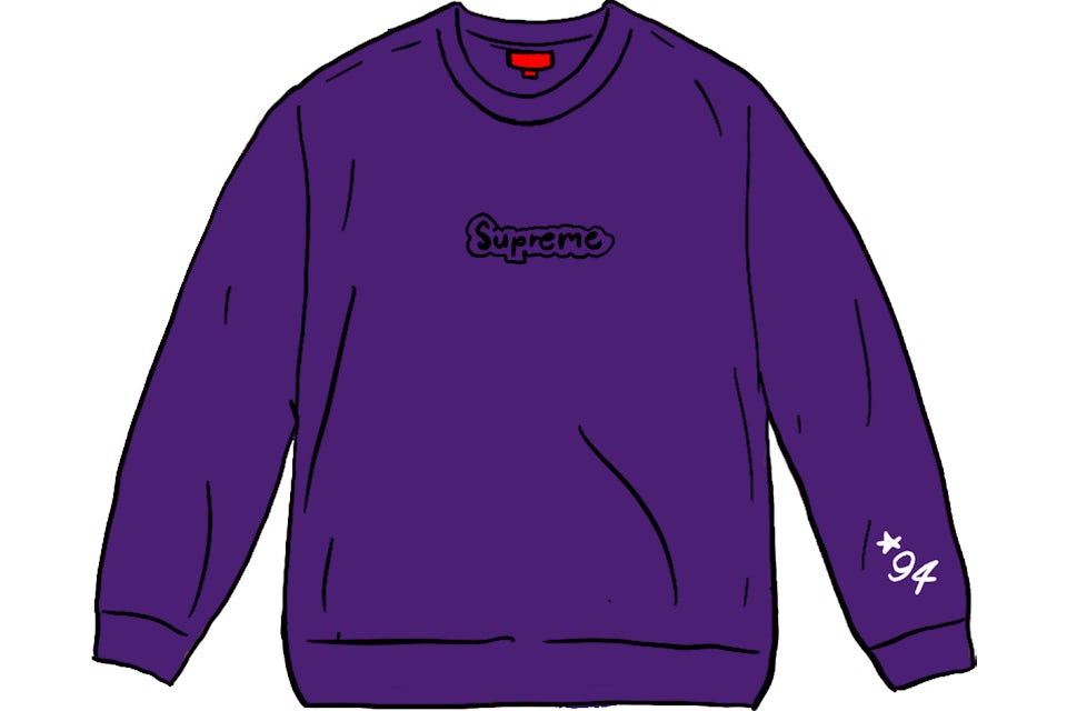 Supreme purple on 2025 black box logo crewneck