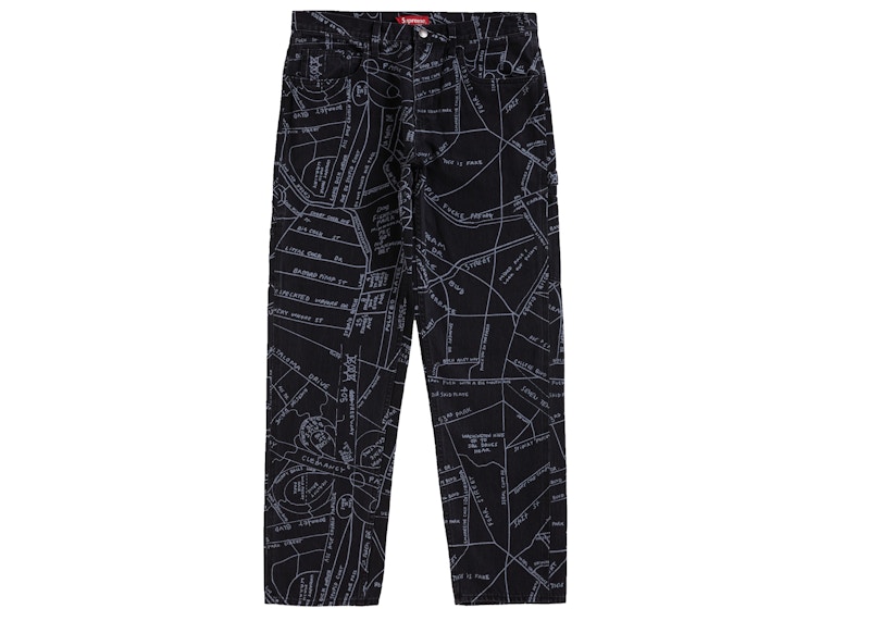 Supreme Gonz Map Denim Painter Pant Washed Black Men's - SS19 - US