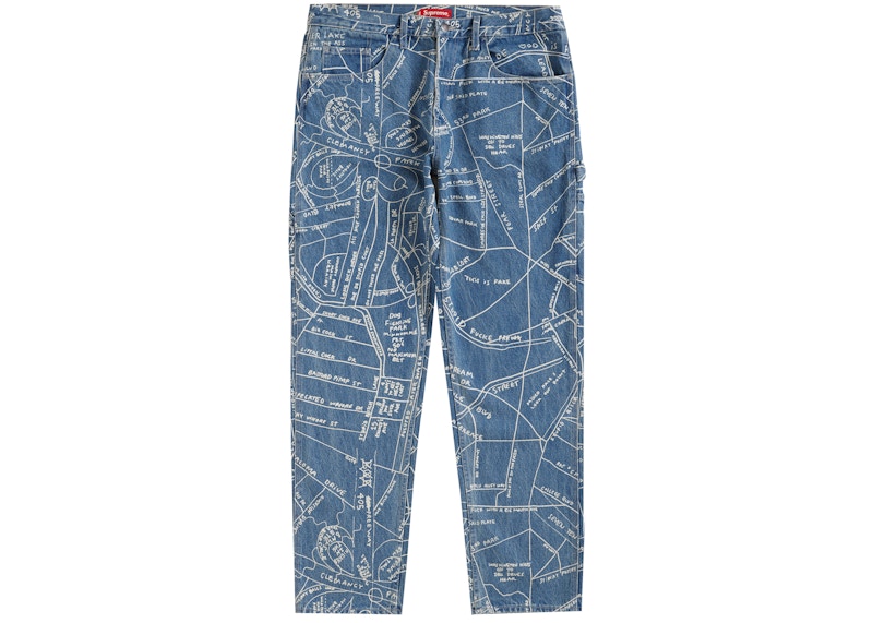 Supreme Gonz Map Denim Painter Pant Washed Blue Men's - SS19 - US