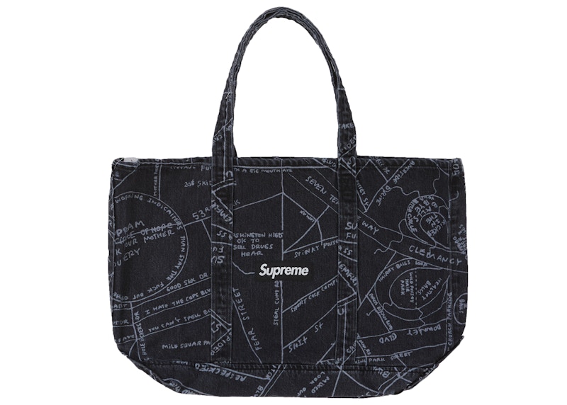 Supreme Gonz Map Denim Tote Washed Black - SS19 - GB