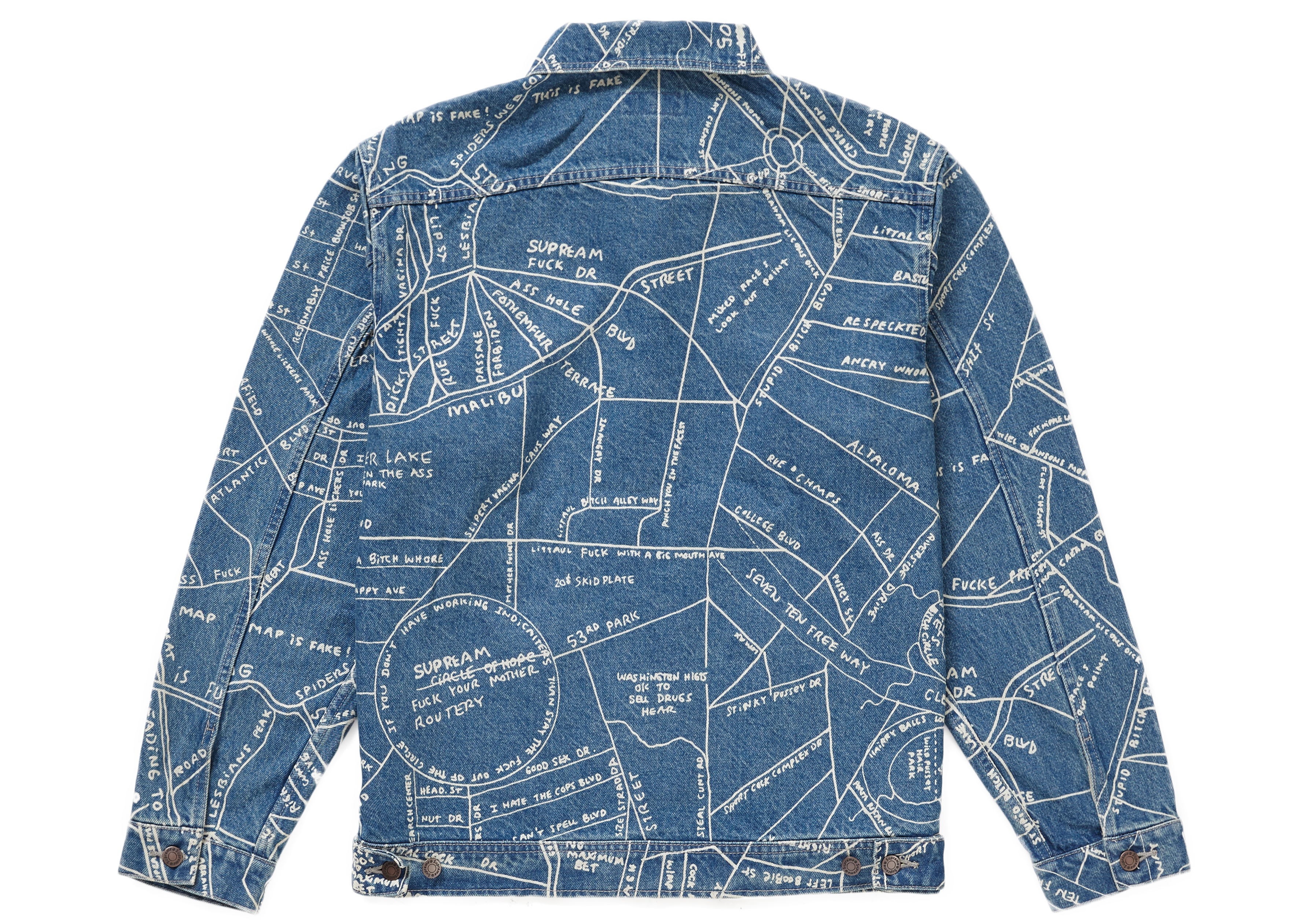 Supreme Gonz Map Work Jacket Washed Blue Men's - SS19 - US