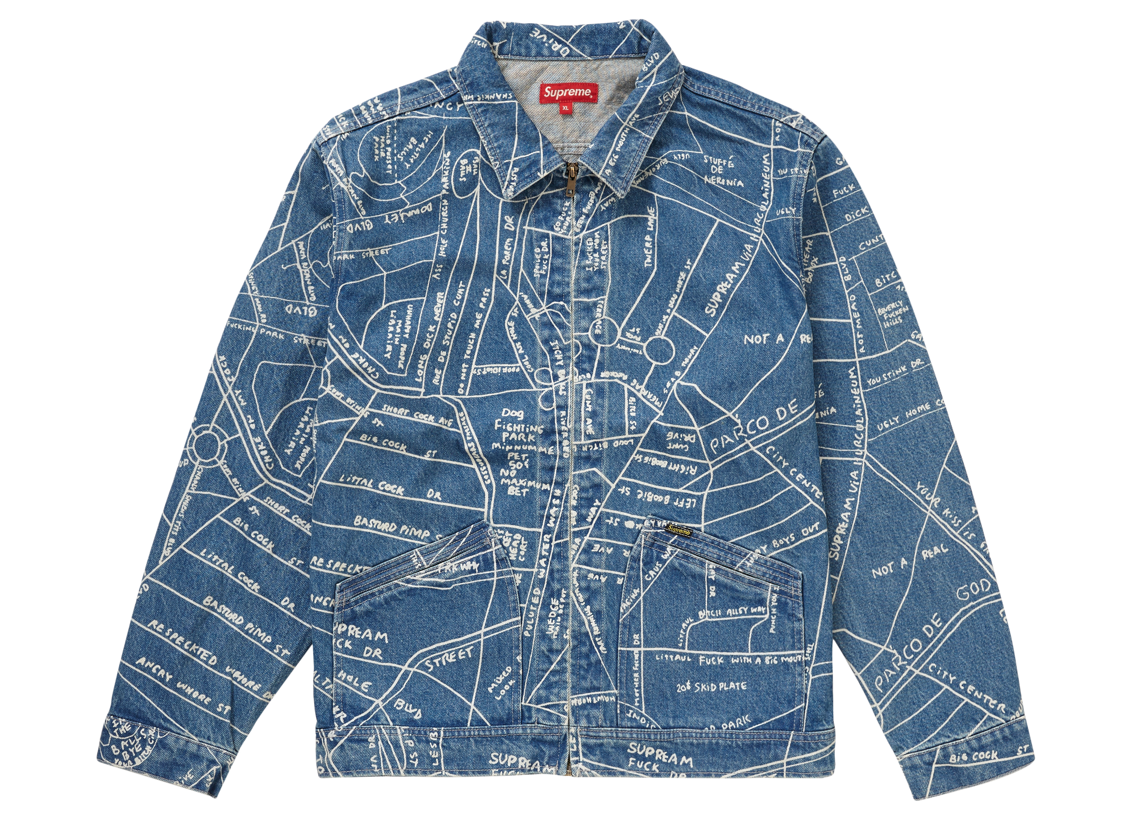 Supreme Gonz Map Work Jacket Washed Blue Men's - SS19 - US