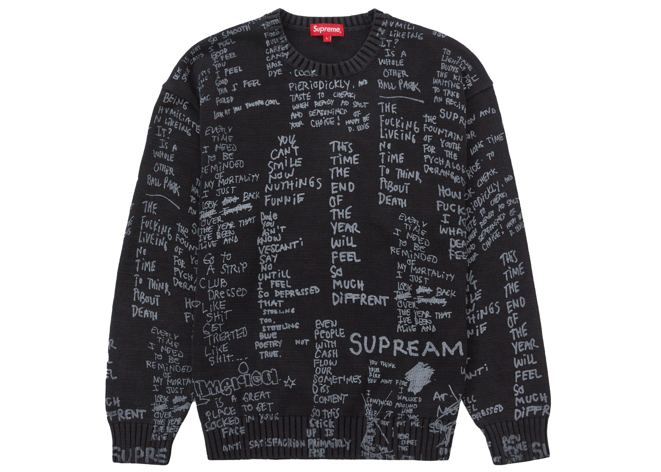 Supreme Gonz Poems Sweater Black Men's - SS23 - US