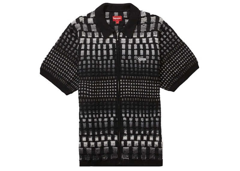 Supreme Gradient Grid Zip Up Polo Black - ポロシャツ