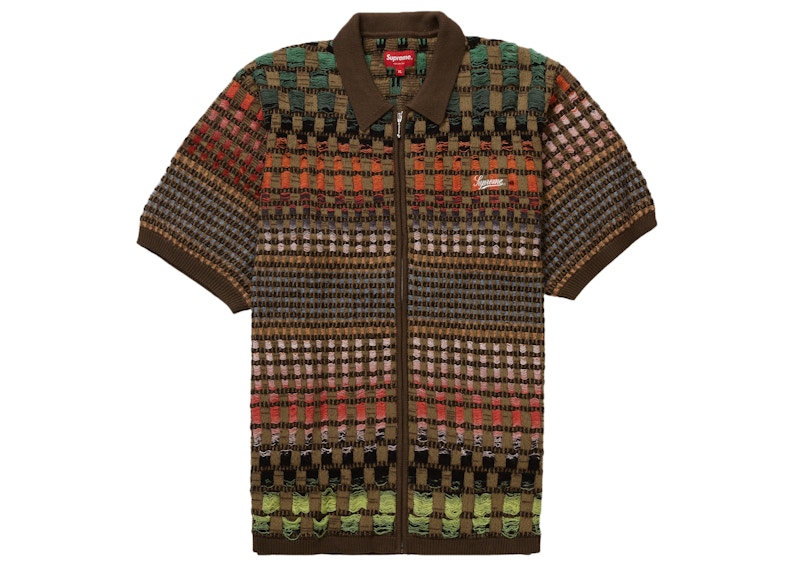 Supreme Gradient Grid Zip Up Polo Brown - SS23 メンズ - JP