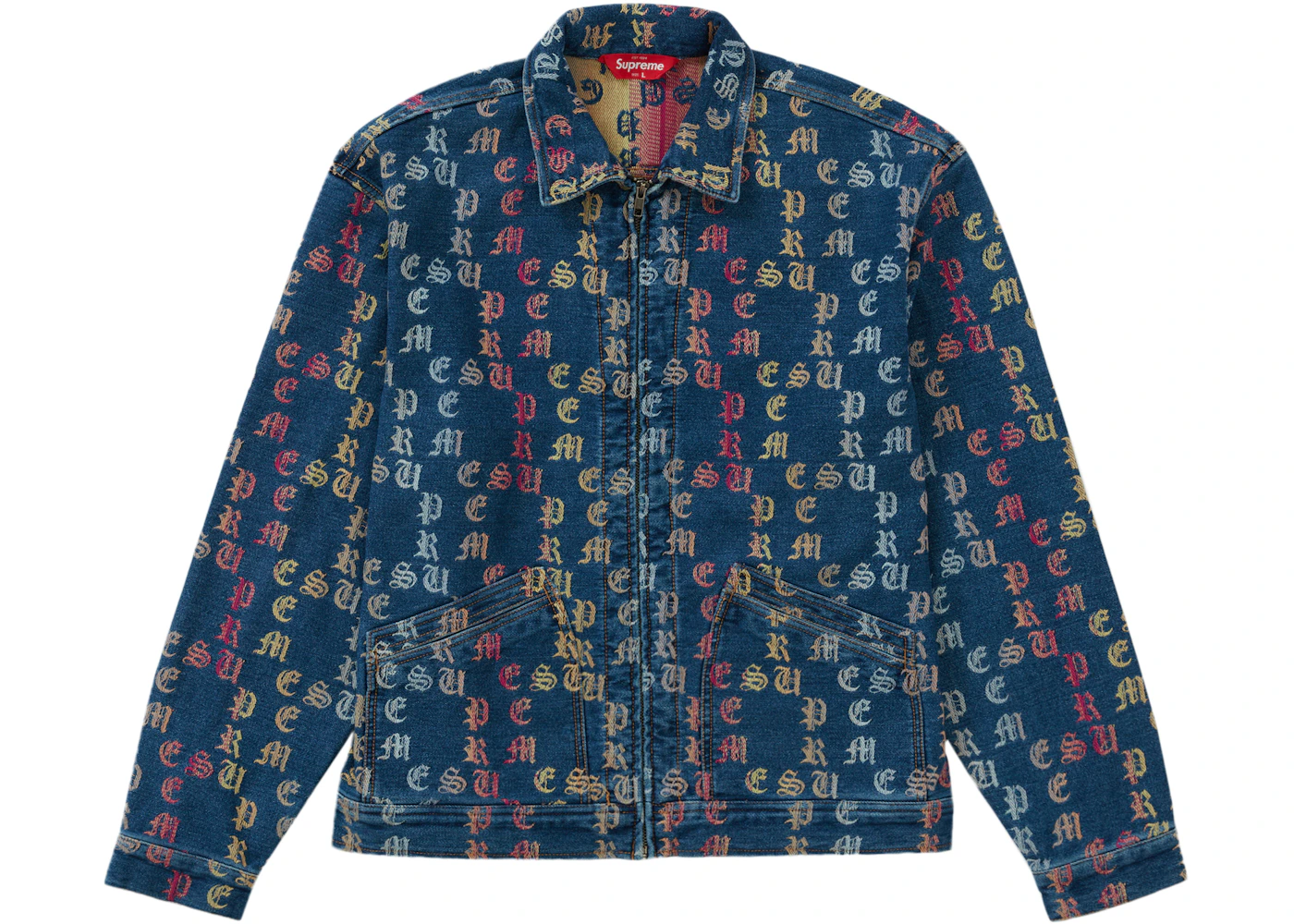 Supreme Gradient Jacquard Denim Work Jacket in Blue, Size Large - Outerwear