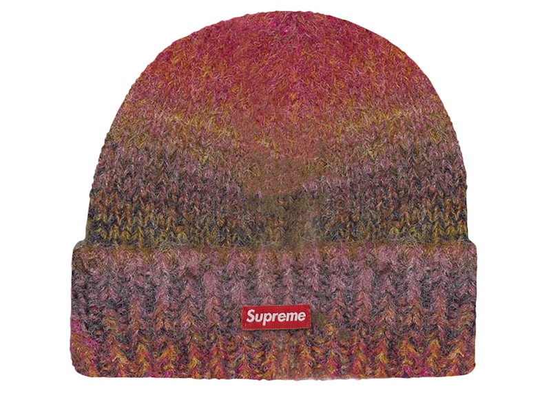 極美品】Supreme Chenille Stripe Beanie レッド - ニットキャップ