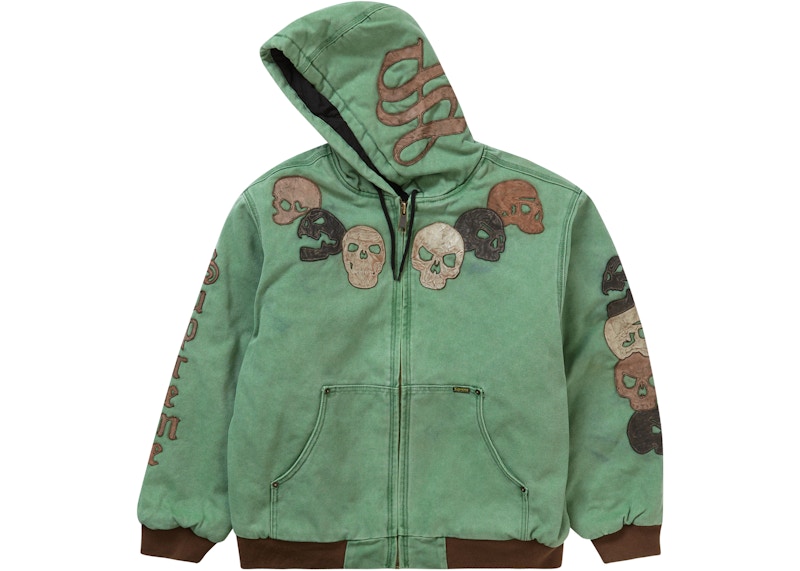 Supreme Great China Wall Hooded Work Jacket Washed Green - FW22